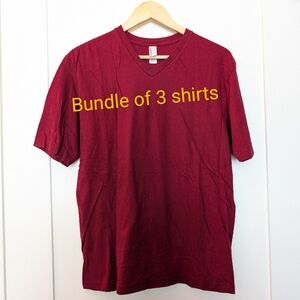 AA V-Neck Tees, Set Of 3, Dark Red